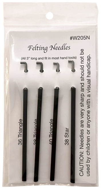 3 Pack Wistyria Editions Felting Needles 4/Pkg-Size 36, 38 & 40 Triangle, Size 38 Star W205N - 816463011855