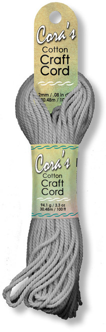 3 Pack - Pepperell Cara's Cotton Craft Cord 2mmx100'-Charcoal - CCC2-06 - 725879621056