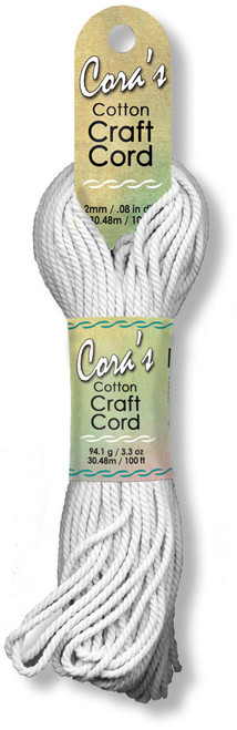3 Pack - Pepperell Cara's Cotton Craft Cord 2mmx100'-White - CCC2-07 - 725879621063