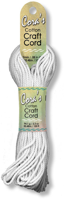 3 Pack Pepperell Cara's Cotton Craft Cord 2mmx100'-White CCC2-07 - 725879621063