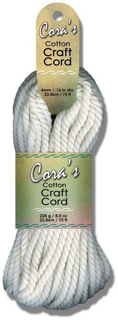 3 Pack Pepperell Cara's Cotton Craft Cord 4mmx75ft-White CCC4-07 - 725879622060