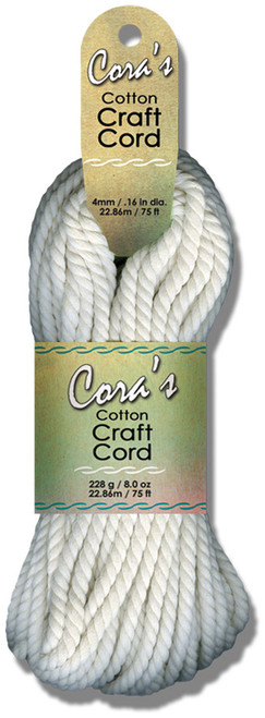 3 Pack - Pepperell Cara's Cotton Craft Cord 4mmx75ft-White - CCC4-07 - 725879622060