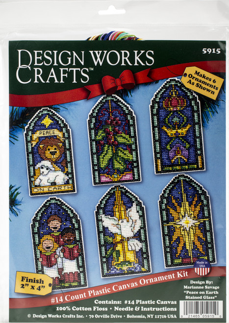Design Works Plastic Canvas Ornament Kit 2"X4" Set Of 6-Peace On Earth (14 Count) - DW5915 - 021465059150