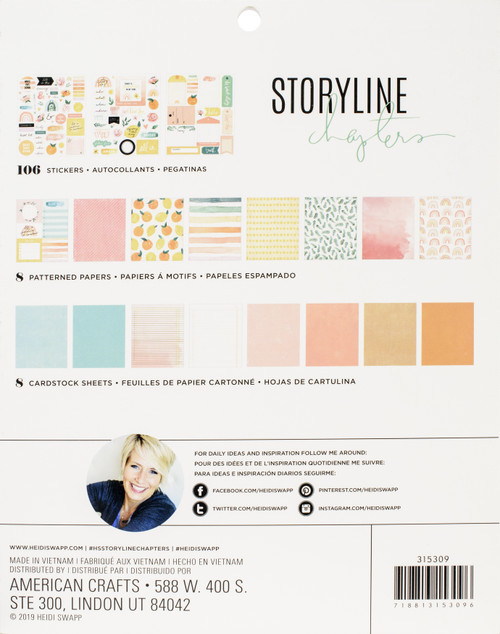 Heidi Swapp Storyline Chapters Project Pad 7.5"X9.5"-The Journaler, 93 Pieces HS315309