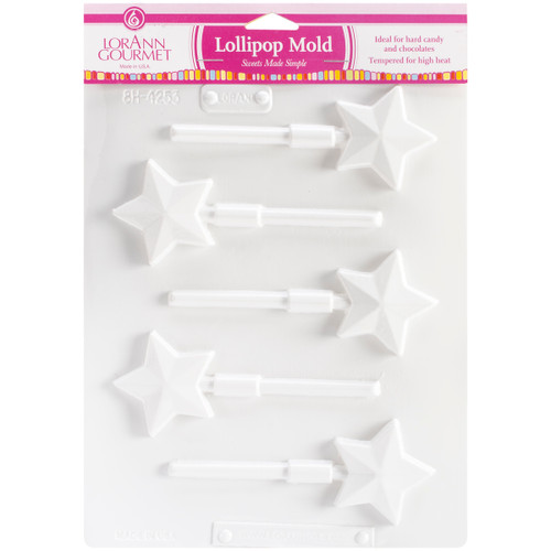 6 Pack LorAnn Lollipop Sheet Mold-Star 5 Cavity (1 Design) LOLLI5-5579 - 023535055796