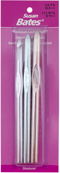 Susan Bates Silvalume Aluminum Crochet Hook Set-Sizes L11 To N15 - 12197 - 077216000049 Susan Bates Silvalume Aluminum Crochet Hook Set-Sizes L11 To N15 - 12197 - 077216000049