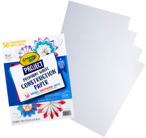 Crayola Project Premium Construction Paper 9"X12"-50 Sheets White 99-0081
