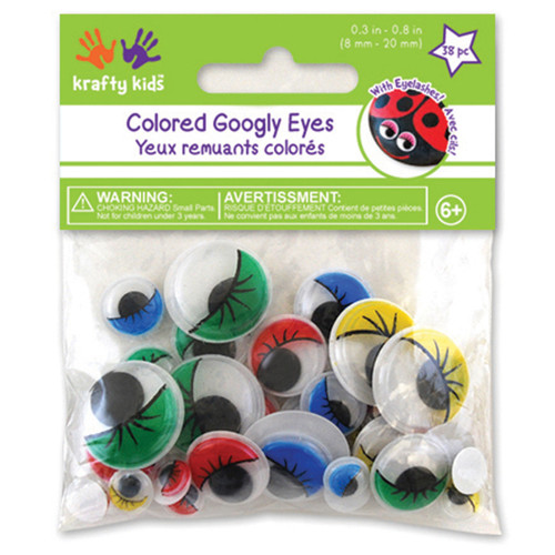 6 Pack - Krafty Kids Paste-On Googly Eyes 38/Pkg-Assorted - EM304 - 775749198942