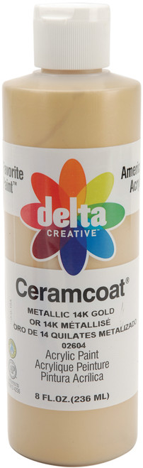 3 Pack - Delta Ceramcoat Metallic Acrylic Paint 8oz-14k Gold - Opaque - 2800M-2604 - 017158260484 3 Pack - Delta Ceramcoat Metallic Acrylic Paint 8oz-14k Gold - Opaque - 2800M-2604 - 017158260484