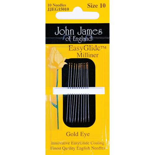 12 Pack - John James Gold Eye Easy Glide Milliner Needles-Size 10 10/Pkg - JJEG150-10 - 783932202741 12 Pack - John James Gold Eye Easy Glide Milliner Needles-Size 10 10/Pkg - JJEG150-10 - 783932202741