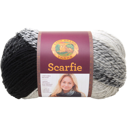 3 Pack - Lion Brand Scarfie Yarn-Cream/Black - 826-201 - 023032017020