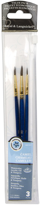 3 Pack Royal & Langnickel(R) Sable Value Pack Brush Set-3/Pkg 9101 - 090672225627