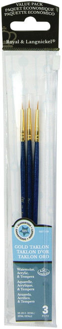 3 Pack - Royal & Langnickel(R) Gold Taklon Value Pack Brush Set-3/Pkg - 9109 - 090672225702