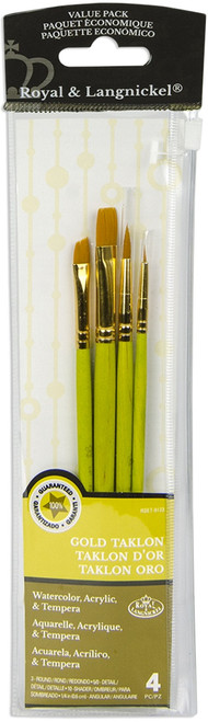 3 Pack - Royal & Langnickel(R) Gold Taklon Value Pack Brush Set-4/Pkg - 9123 - 090672225733