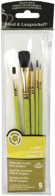 3 Pack - Royal & Langnickel(R) Sable/Camel Value Pack Brush Set-5/Pkg - 9119 - 090672226297 3 Pack - Royal & Langnickel(R) Sable/Camel Value Pack Brush Set-5/Pkg - 9119 - 090672226297