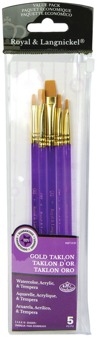 3 Pack - Royal & Langnickel(R) Gold Taklon Value Pack Brush Set-5/Pkg - 9133 - 090672226358