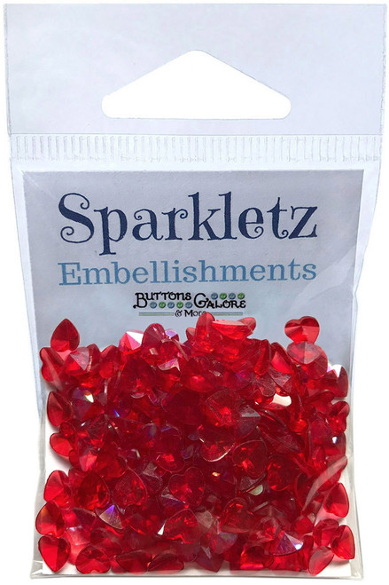 6 Pack Buttons Galore Sparkletz Embellishment Pack 10g-Red Hearts SPK-116 - 840934055666