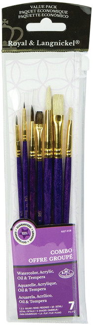 3 Pack - Royal & Langnickel(R) Bristle/Sable Value Pack Brush Set-7/Pkg - 9136 - 090672225269