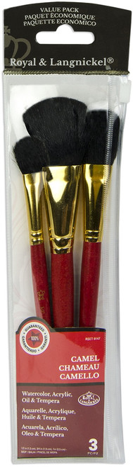 3 Pack - Royal & Langnickel(R) Camel Value Pack Brush Set-3/Pkg - 9147 - 090672225863