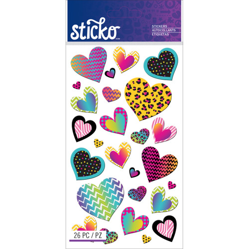 6 Pack Sticko Stickers-Patterned Hearts E5201255 - 015586798524