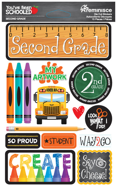 Reminisce You've Been Schooled 3D Dimensional Stickers-2nd Grade - YBS4-02 - 819442028226