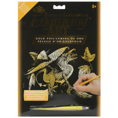3 Pack Royal & Langnickel(R) Gold Foil Engraving Art Kit 8"X10"-Baby Dragon GOLDFL-28 - 090672066886