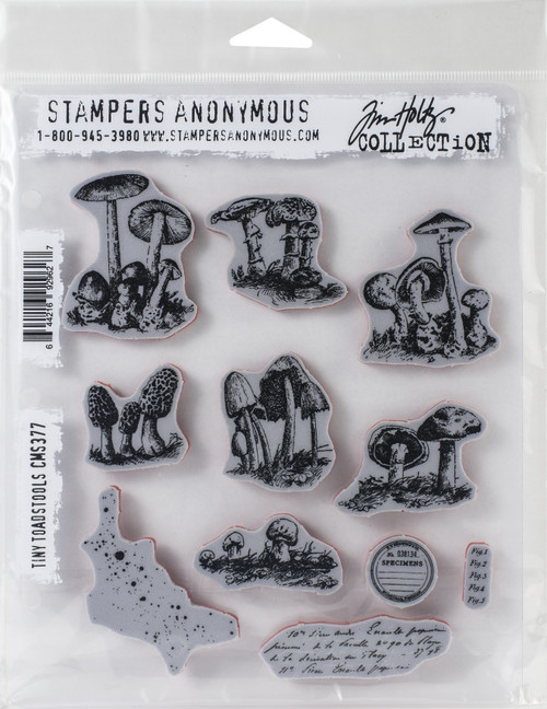 Tim Holtz Cling Stamps 7"X8.5"-Tiny Toadstools - CMS-377 - 644216929627