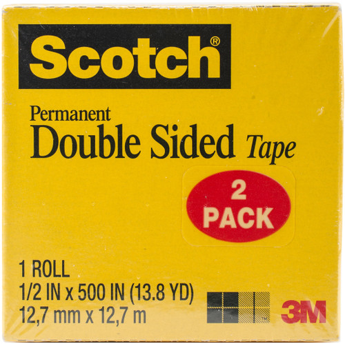 2 Pack Scotch Permanent Double-Sided Tape 2/Pkg-.5"X500" 665-2 - 021200527821