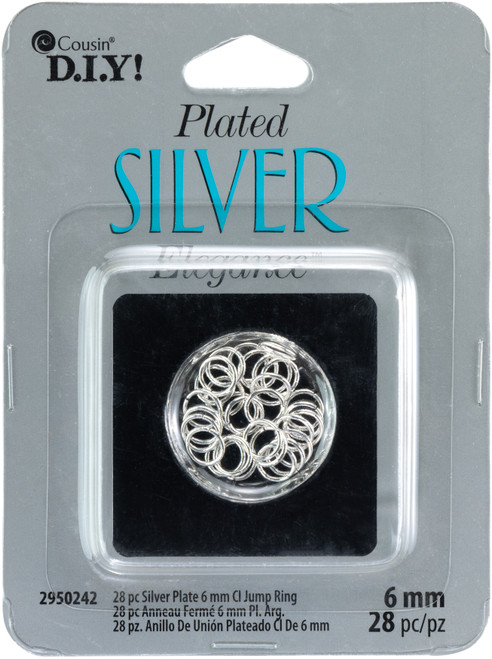 3 Pack Cousin Plated Silver Elegance Metal Findings-Closed Jump Rings 6mm 28/Pkg A50026LF-0242 - 016321079137