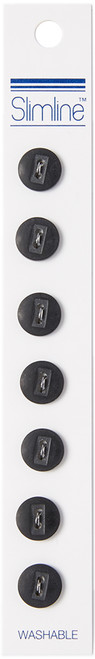 6 Pack Slimline Buttons Series 1-Black 2-Hole 3/8" 7/Pkg SL1-79 - 052278343419