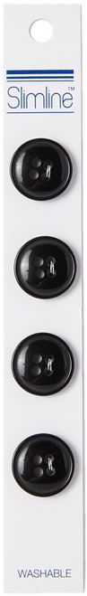 6 Pack Slimline Buttons Series 1-Black 4-Hole 5/8" 4/Pkg SL1-86 - 052278343464