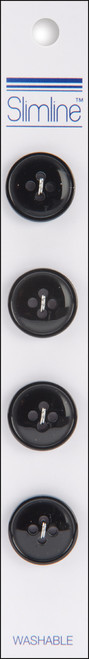6 Pack Slimline Buttons Series 1-Black 4-Hole 5/8" 4/Pkg SL1-86
