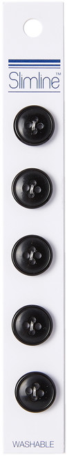 6 Pack Slimline Buttons Series 1-Black 2-Hole 9/16" 5/Pkg SL1-85 - 052278343457