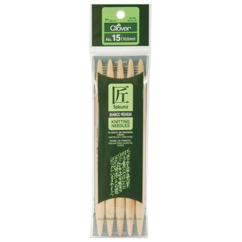 3 Pack Takumi Bamboo Double Point Knitting Needles 7" 5/Pkg-Size 15/10mm 3015-15 - 051221222146