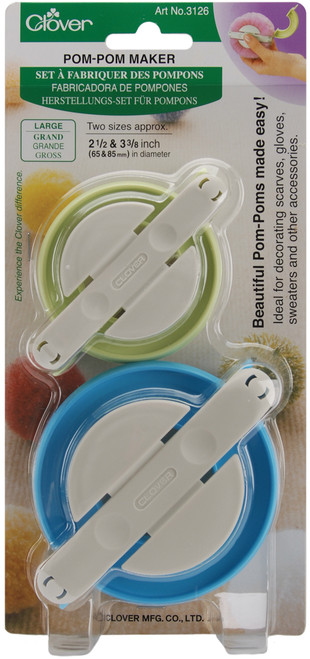 3 Pack - Clover Pom-Pom Makers Large-2.5" & 3.375" 2/Pkg - 3126 - 051221356803