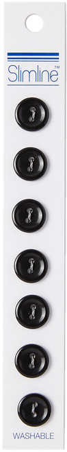 6 Pack Slimline Buttons Series 1-Black 2-Hole 7/16" 7/Pkg SL1-88 - 052278327013