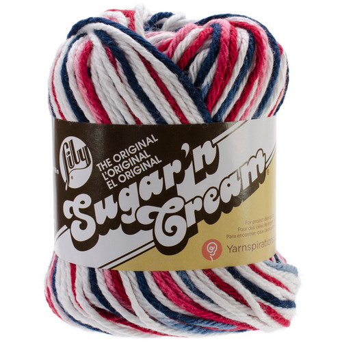 6 Pack Lily Sugar'n Cream Yarn Ombres-Red, White & Blue 102002-2211 - 057355382145