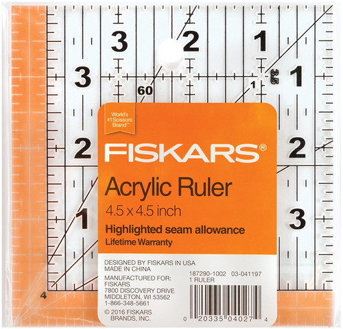 3 Pack Fiskars Square Acrylic Ruler-4-1/2"X4-1/2" 187290 - 020335040274