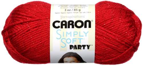 3 Pack - Caron Simply Soft Party Yarn-Rich Red Sparkle - H97PAR-15 - 035613140157