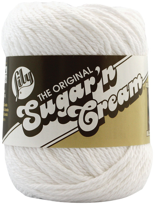 6 Pack Lily Sugar'n Cream Yarn Solids-White 102001-1 - 057355082908