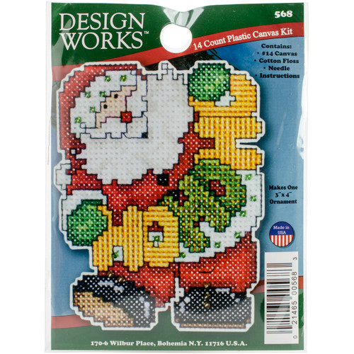 6 Pack Design Works Plastic Canvas Ornament Kit 4"X3"-Ho Ho Santa (14 Count) DW568 - 021465005683