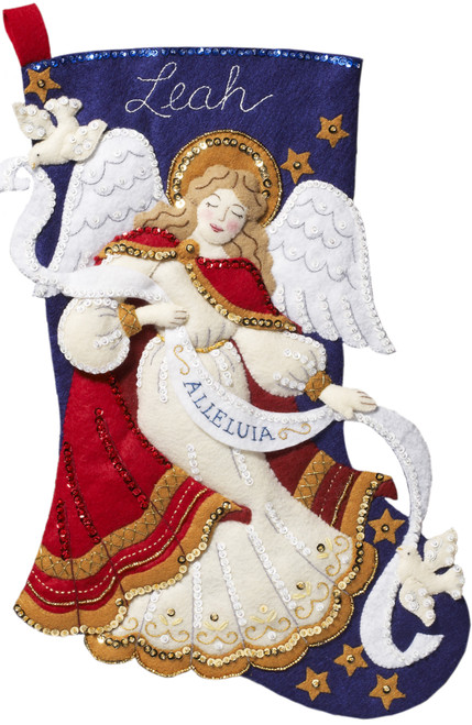 Bucilla Felt Stocking Applique Kit 18" Long-Christmas Angel -86860