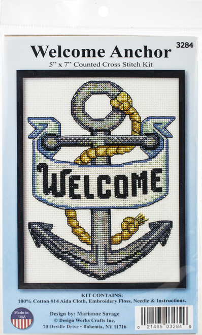 Design Works Counted Cross Stitch Kit 5"X7"-Welcome Anchor (14 Count) DW3284 - 021465032849