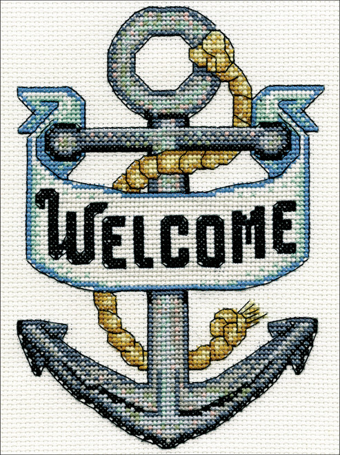 Design Works Counted Cross Stitch Kit 5"X7"-Welcome Anchor (14 Count) - DW3284