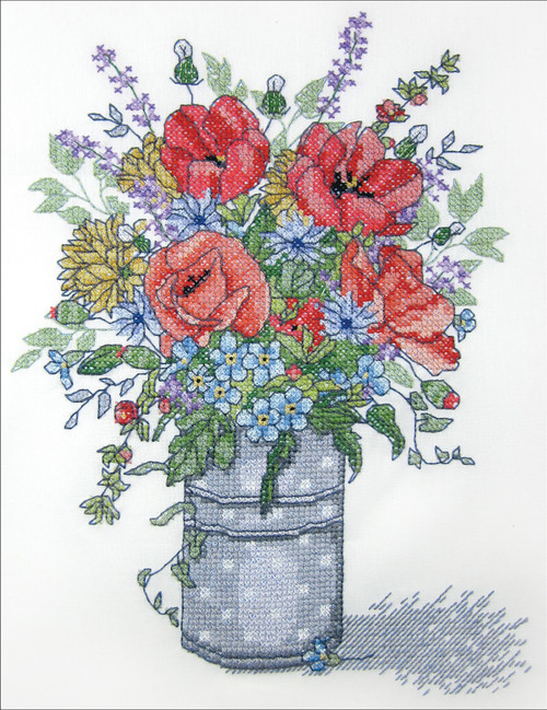 Janlynn Stamped Cross Stitch Kit 11"X14"-Poppies - JL7011
