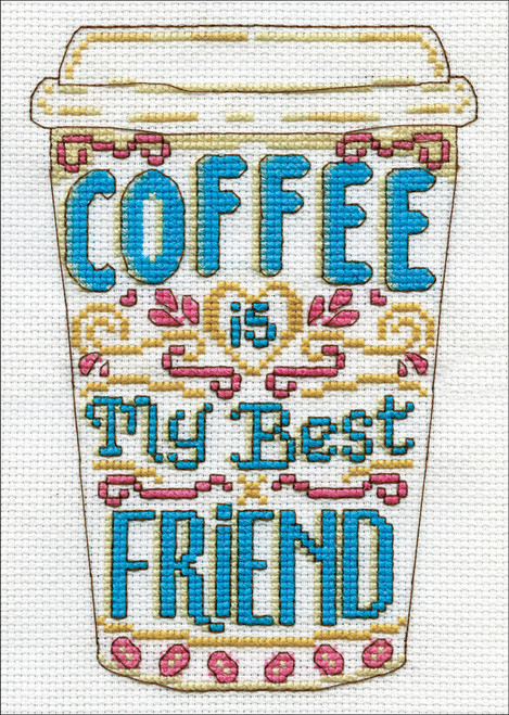 Design Works Counted Cross Stitch Kit 5"X7"-Coffee (14 Count) - DW3212