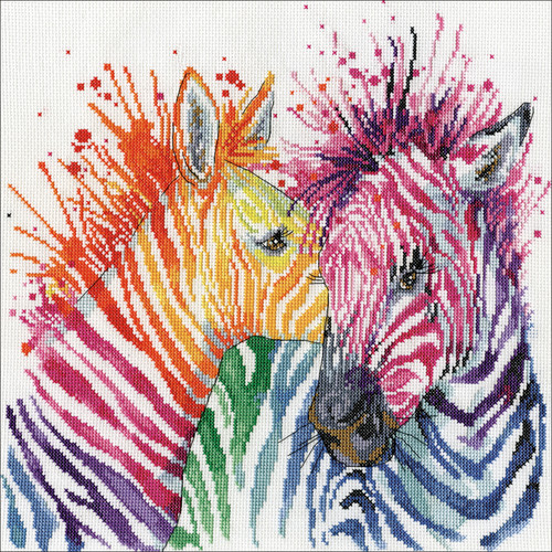 Design Works Counted Cross Stitch Kit 12"X12"-Colorful Zebras (14 Count) - DW3266