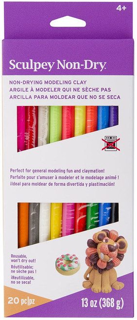 3 Pack - Sculpey EZ Shape Non-Hardening Modeling Clay 13oz 20/Pkg-Assorted - NDC20 - 715891403013 3 Pack - Sculpey EZ Shape Non-Hardening Modeling Clay 13oz 20/Pkg-Assorted - NDC20 - 715891403013