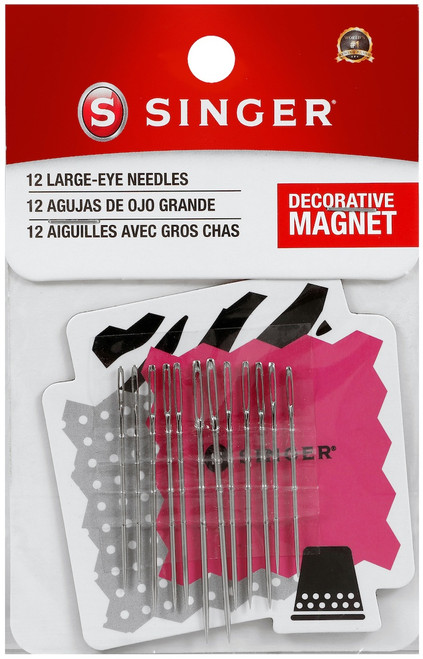 6 Pack Singer Large Eye Hand Needles W/Magnet-Assorted 12/Pkg 01824 - 075691018245