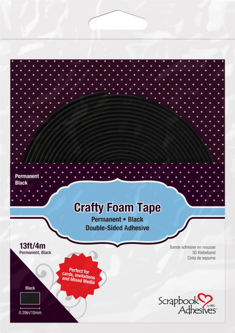 3 Pack - Scrapbook Adhesives Crafty Foam Tape Roll-Black, .375"X13' - 01619 - 093616016190